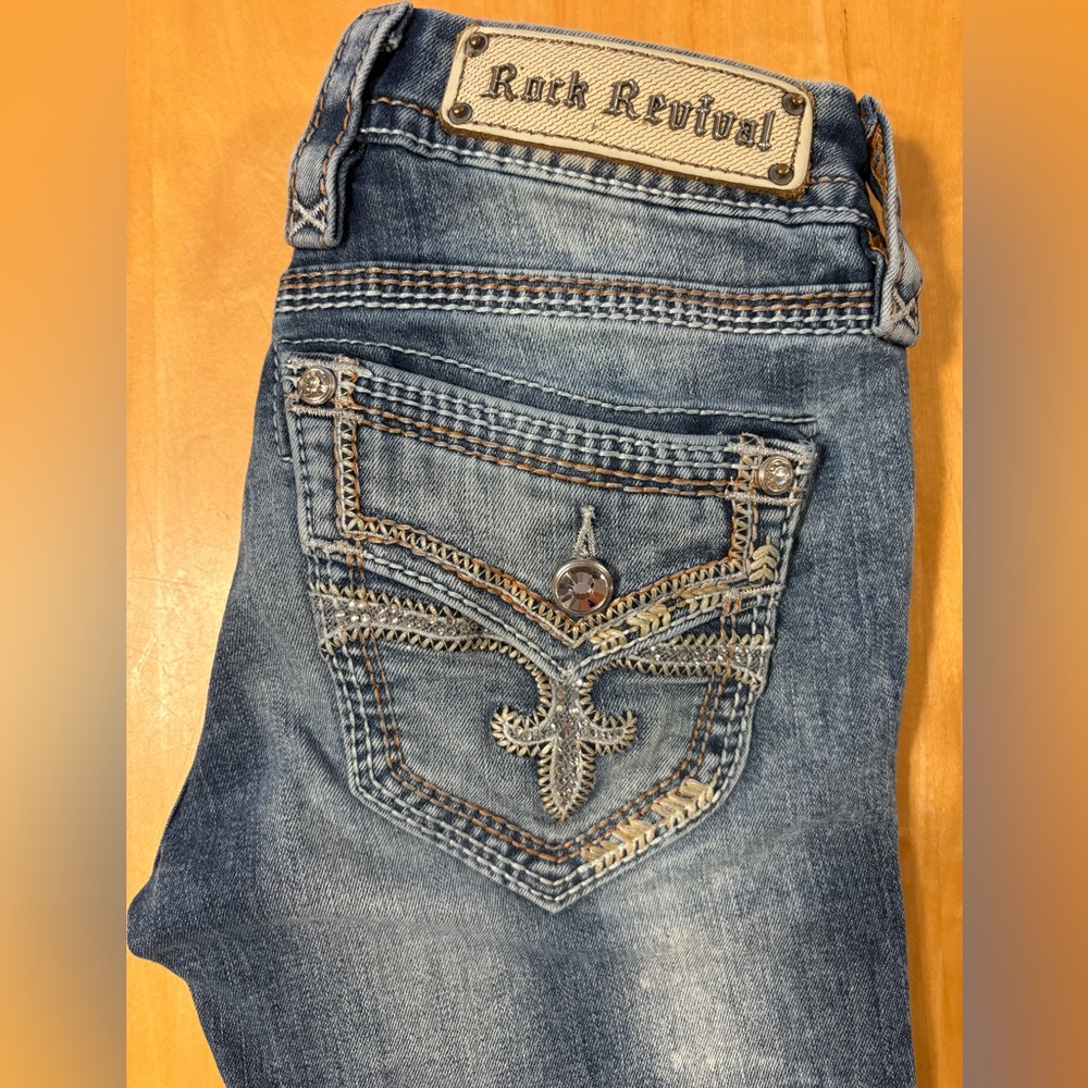 Rock Revival Indigo Jeans with Embroidered Pockets